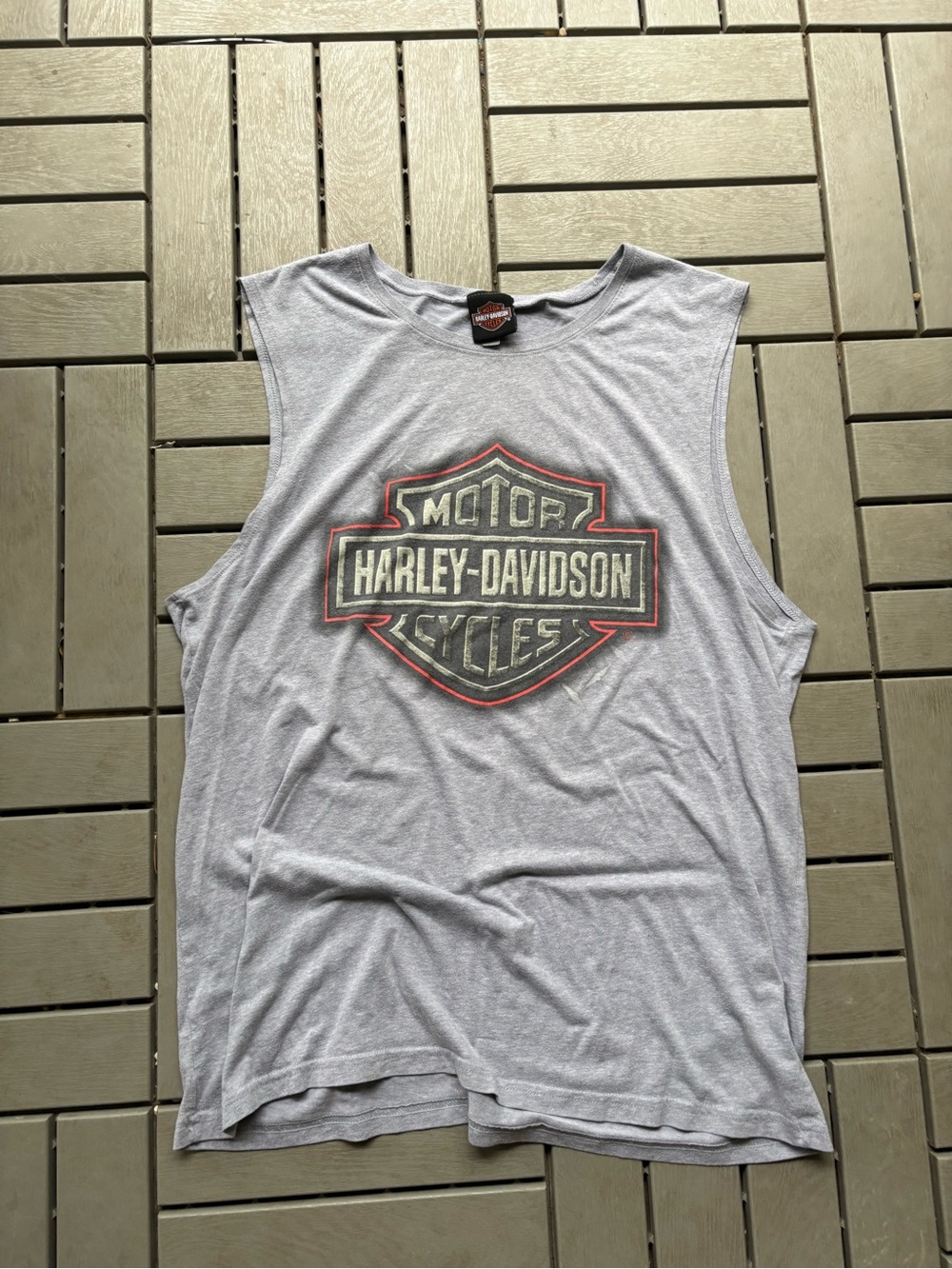 Harley-Davidson Light Gray Tee with Black and Orange Shield Tag